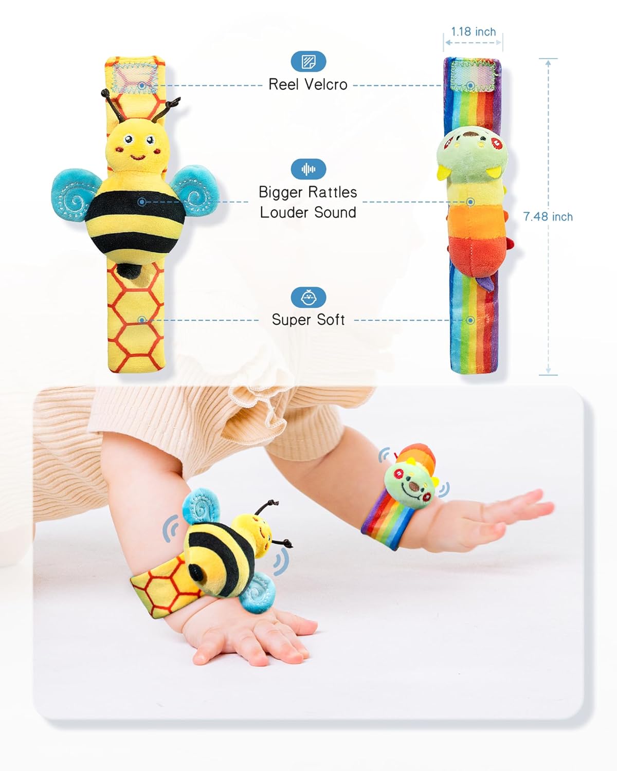 Infinno Baby Wrist Rattle Socks and Foot Finder Set, Perfect Baby Toys