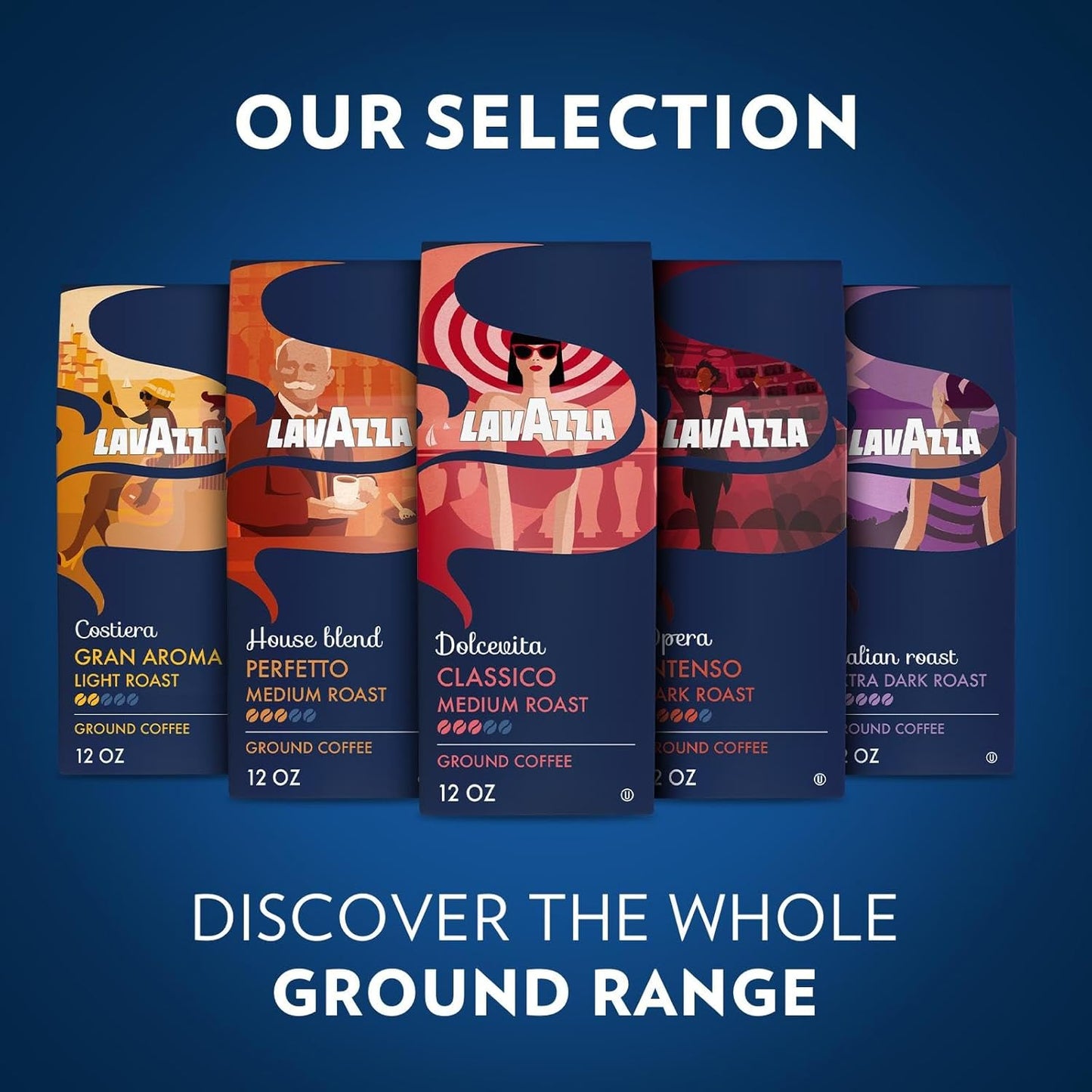 Lavazza House Blend Perfetto Ground Coffee 6 Bags of 12oz, Medium Roast, Full-bodied, Intensity 3/5, 100% Arabica, Ideal for Drip Brewers, (Pack of 6) - Package May Vary