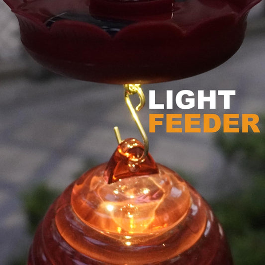 Solar-Powered Ant Moat (2-Pack) - Red Lotus Design, Dual-Purpose Hanging Ant Guard with Built-in Night Lights for Hummingbird Feeders & Garden Decor