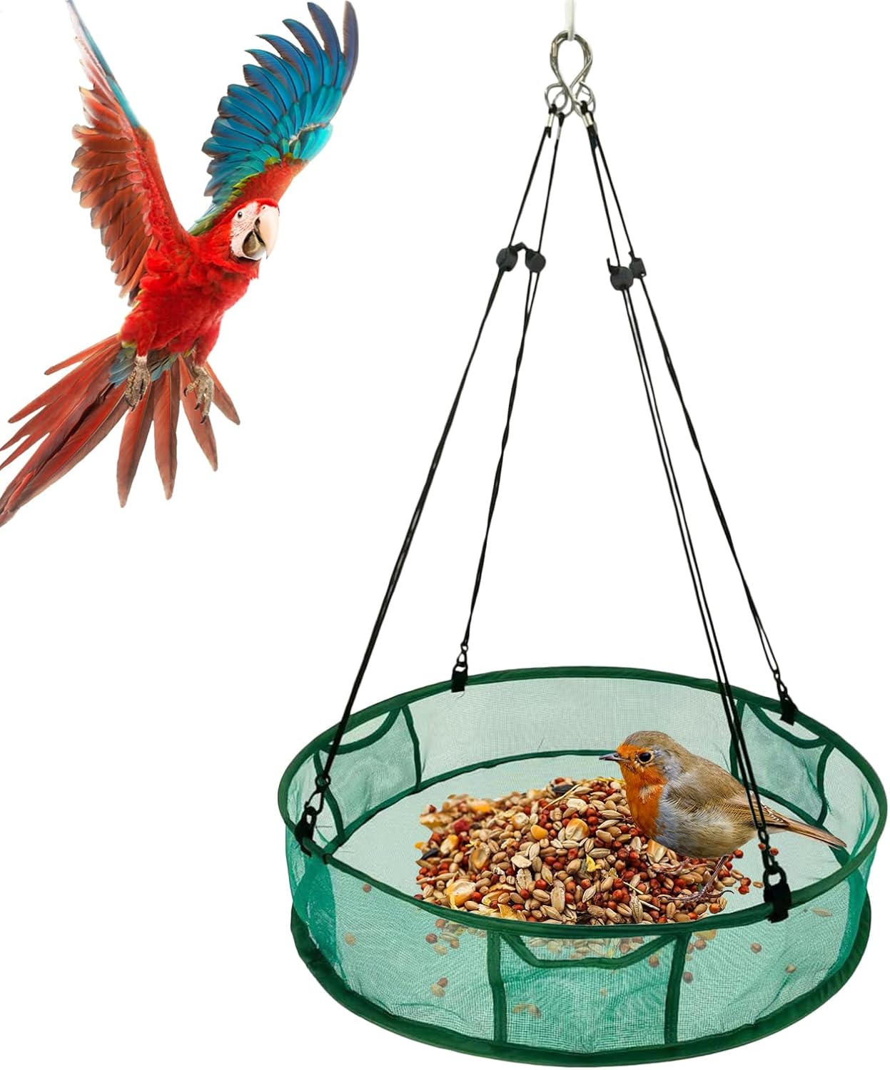 Bird Feeder, Weatherproof Food Holder, 20 Inch Adjustable Hanging Outdoor Feeder, Durable Material Construction, Garden Accessory, Perfect for Hummingbirds, Chickadees, Finches, Backyard, Patio