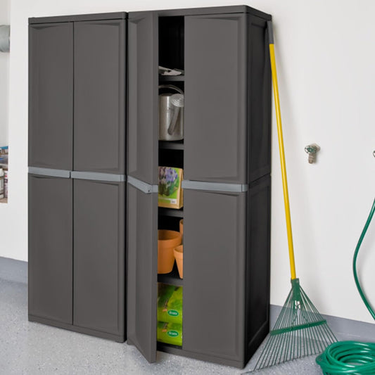 Sterilite 4 Shelf Cabinet, Lockable Utility Storage w/ Adjustable Shel