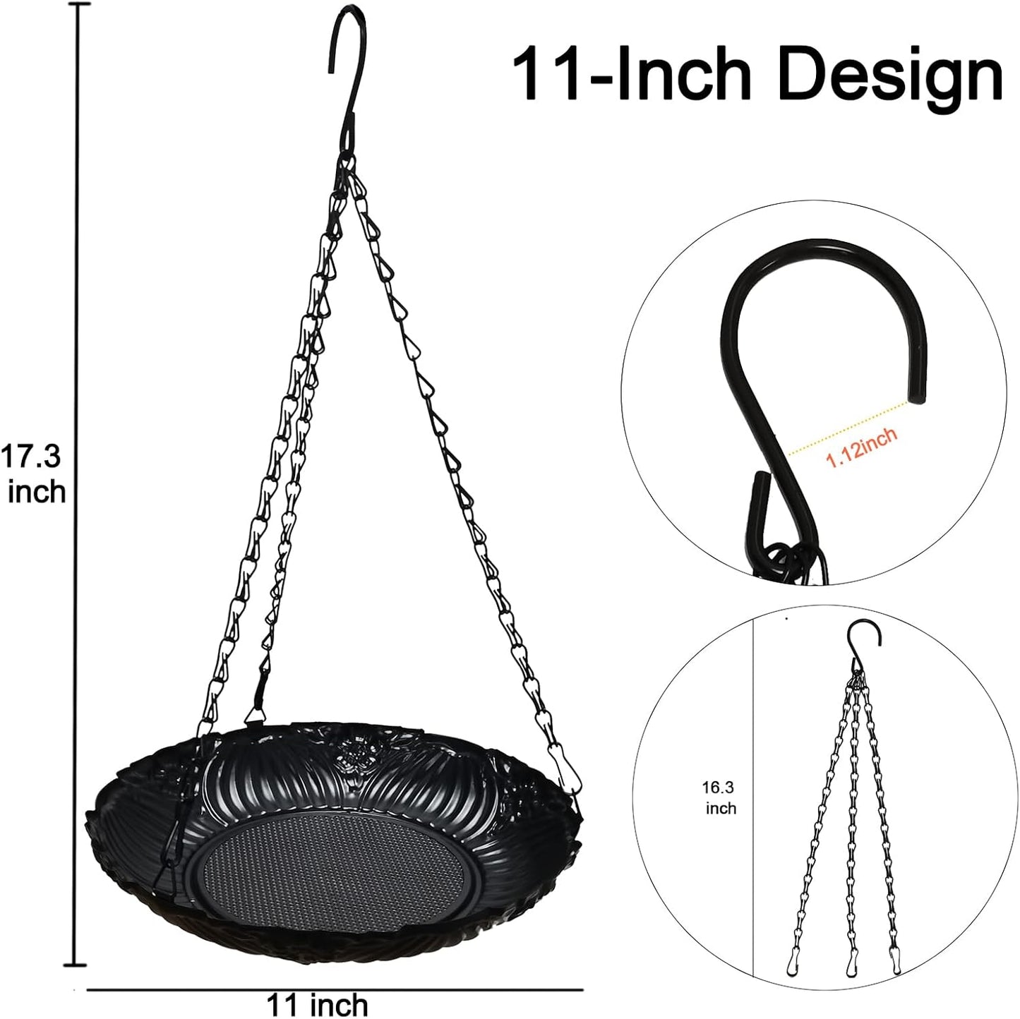 Platform Bird Feeder,11 inch Large Metal Hanging Tray Bird Feeders for Outside 1pack
