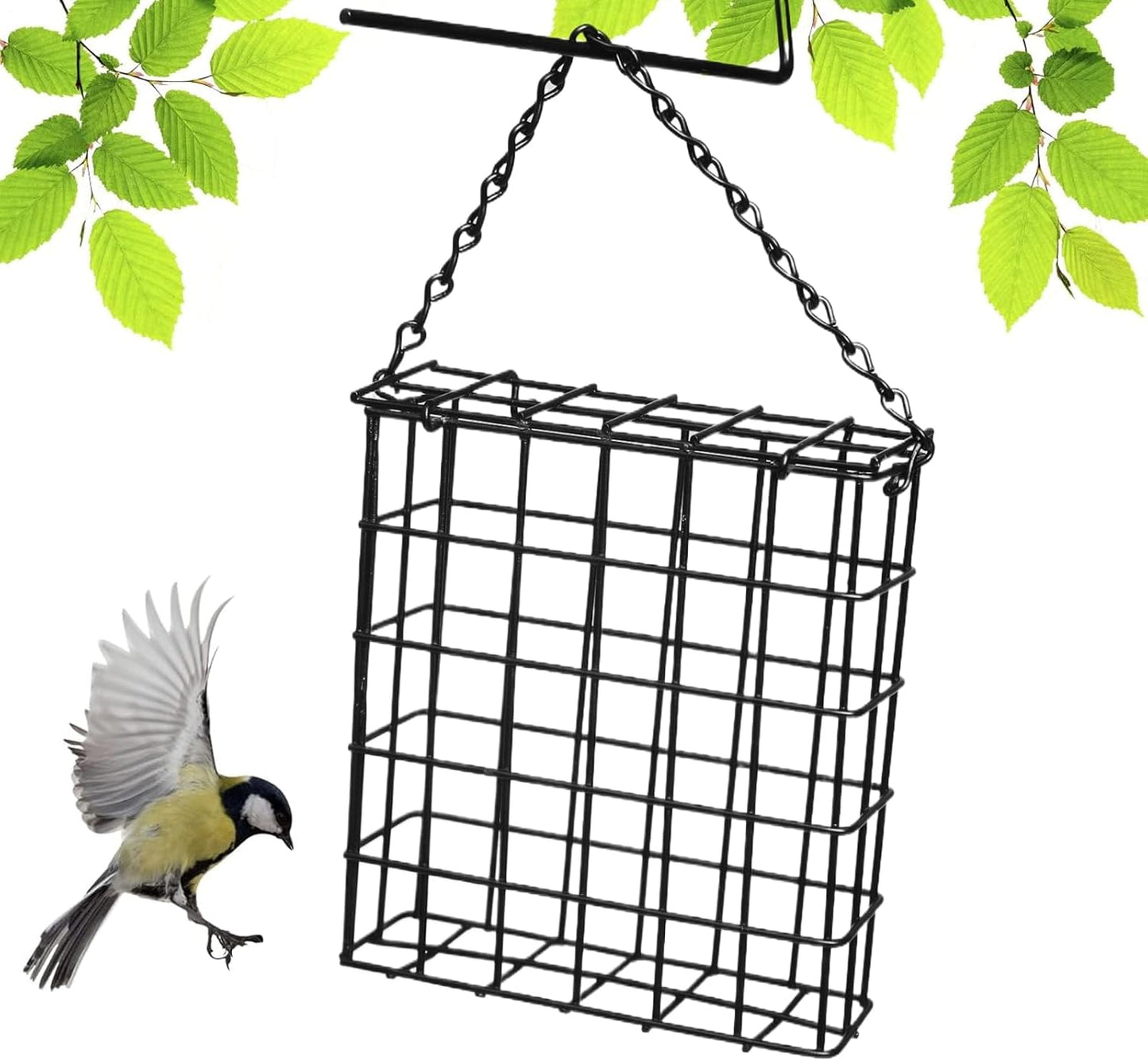 Suet Cage Bird Feeder, Metal Wire Suet Cage Feeder with Iron Wire Material and 13x13x4.5cm Size for Outdoor Garden Feeding Finch, Cardinal, Chickadee, Blue Bird