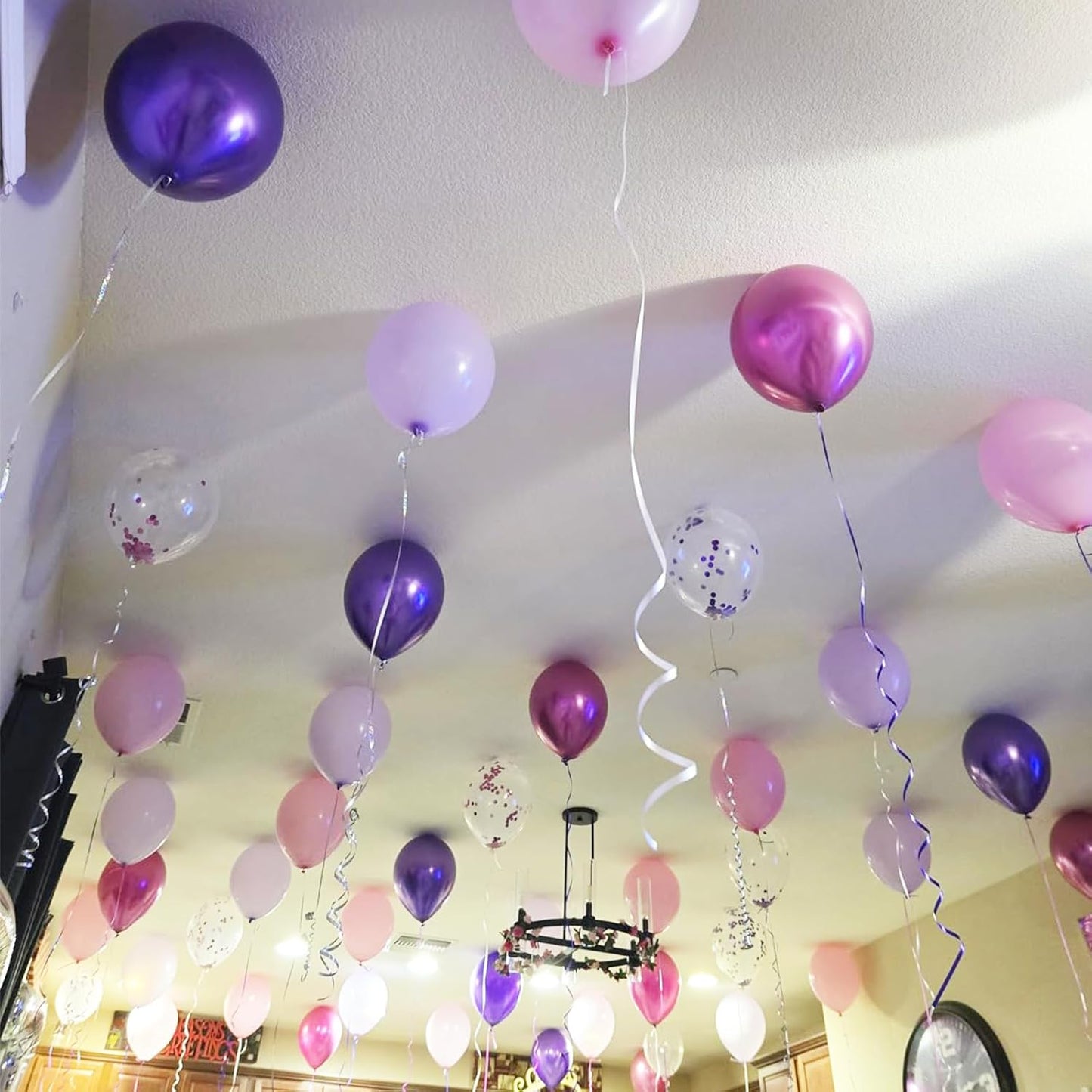 Pink and Purple Balloons, 50PCS 12 Inch Confetti Balloons, Metallic Pu