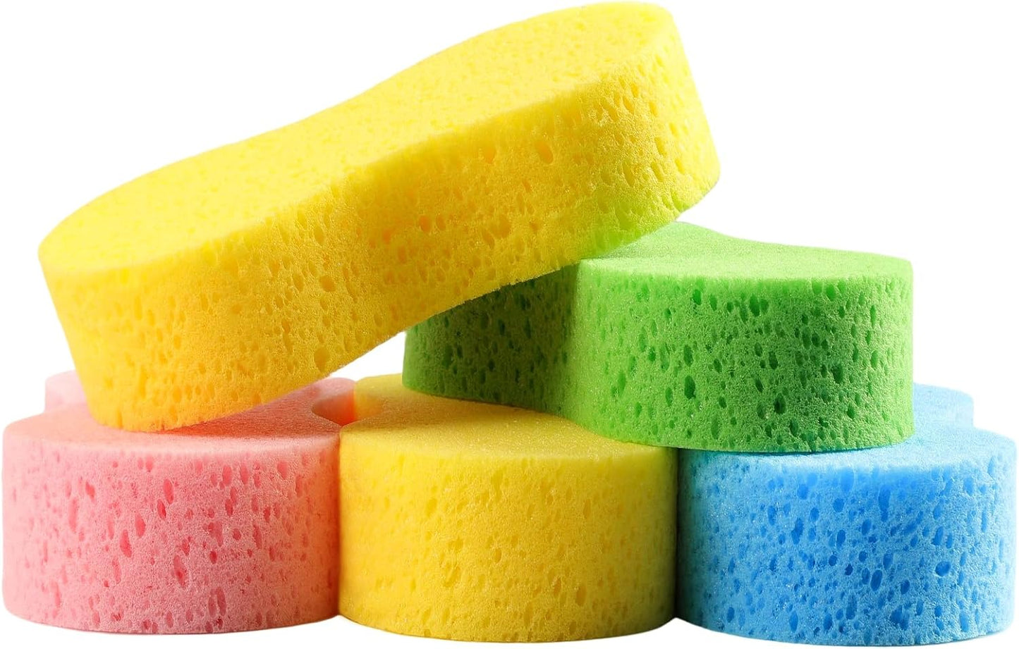Temede 5-Pack Car Wash Sponges, 9.1" x 4.3" x 2.4" Large Sponges, Extra Thick Foam Kit for All-Purpose Cleaning, Ideal Washing Sponges for Kitchen, Bathroom, Household