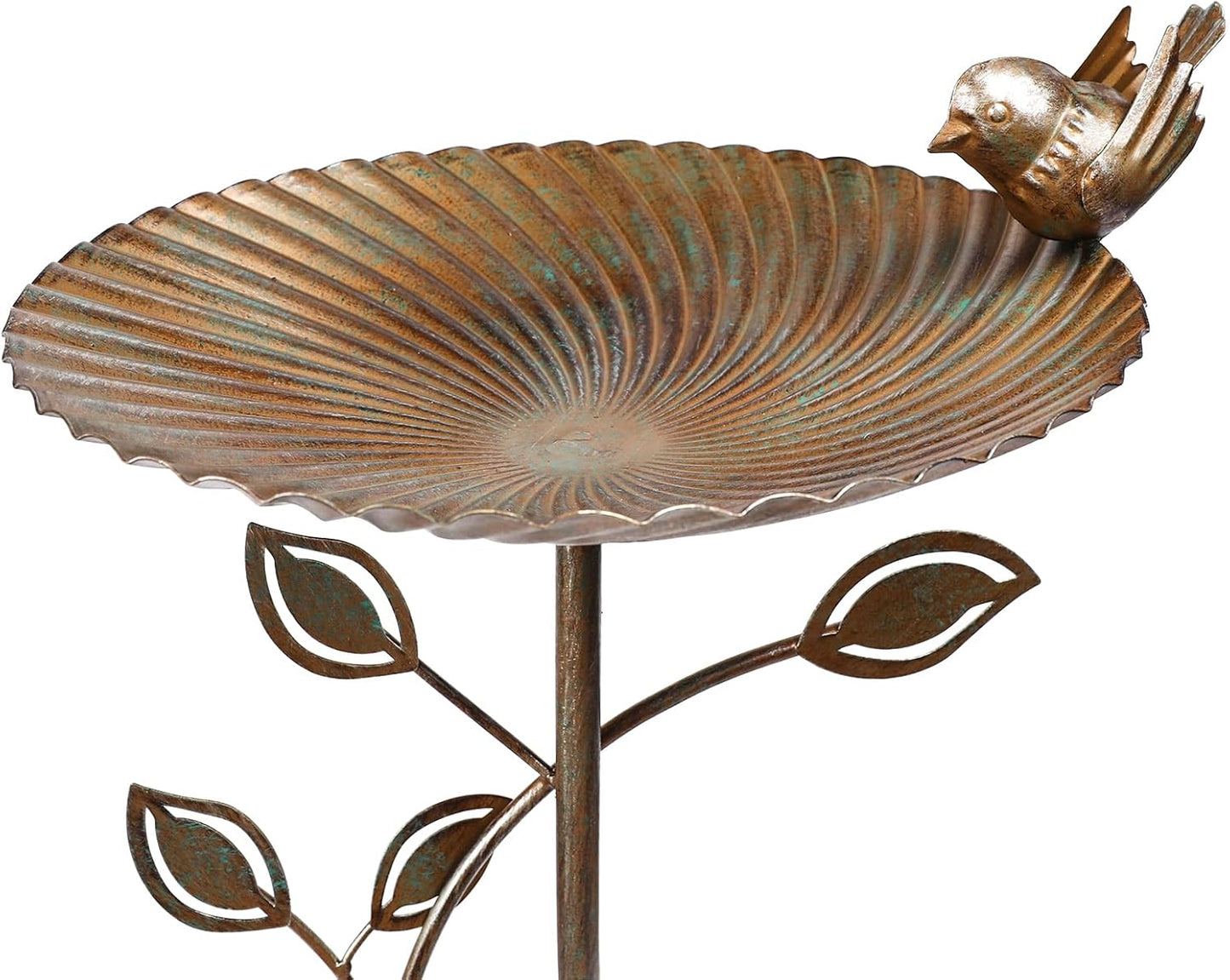 VCUTEKA Bird Baths for Outdoor, Metal Garden BirdBath with Bird Statue and Detachable Bird Bath Bowl for Yard Patio Lawn Decor, Brown