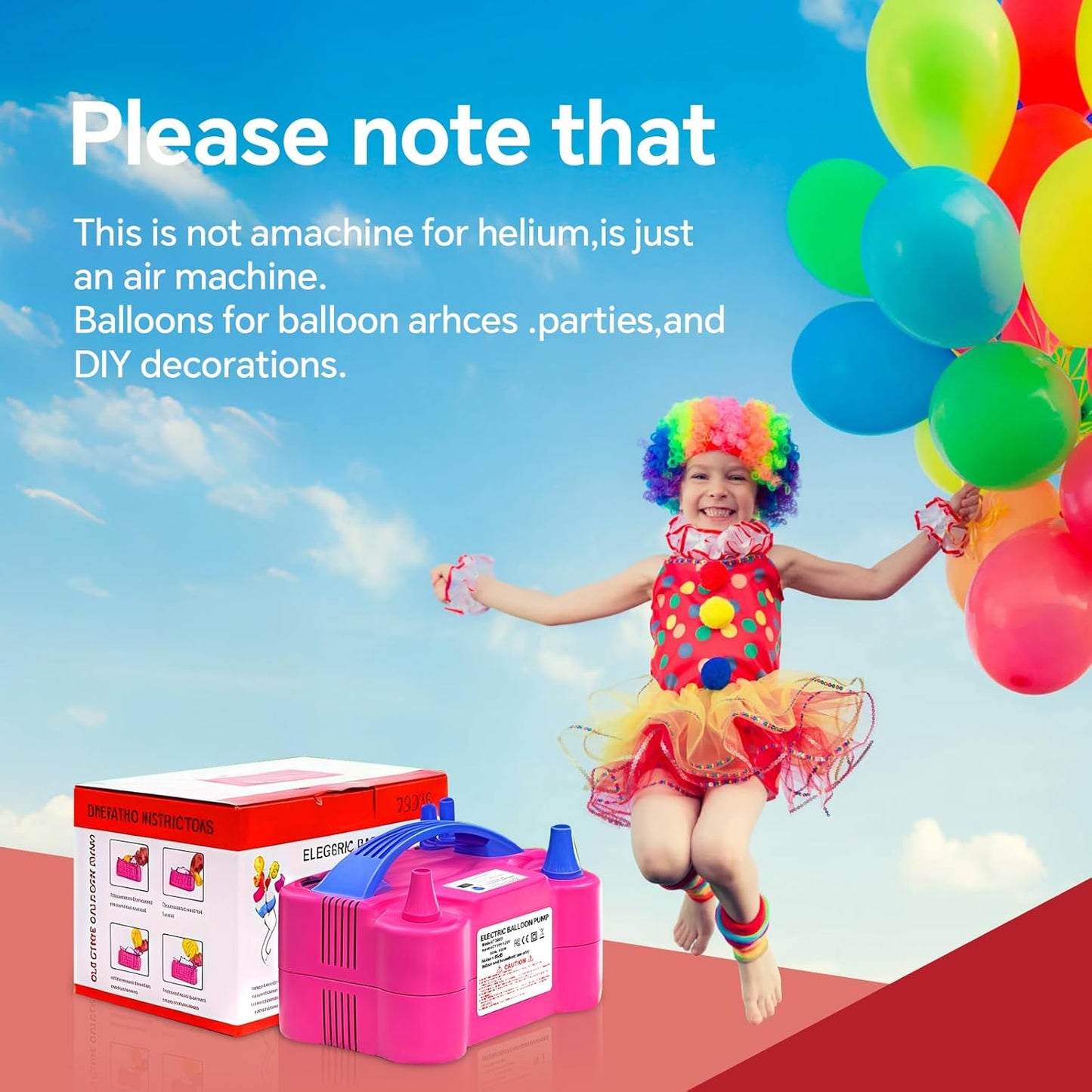Electric Balloon Pump,110V 600W Portable Dual Nozzles Balloon Pump,Air Pump Balloon Blower for Party Decorations with Tying Tool