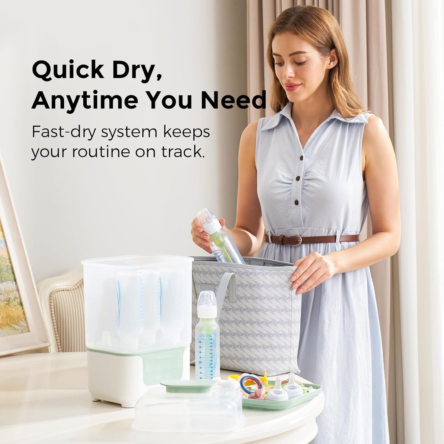 Momcozy Bottle Sterilizer and Dryer, Modular Nesting Space Saving Desi