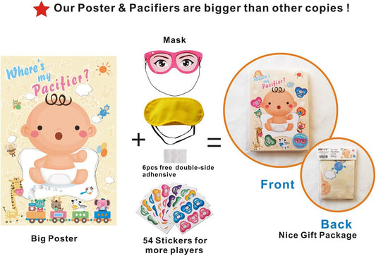 ADJOY Pin The Pacifier on The Baby Game - Baby Shower Party Favors Dum