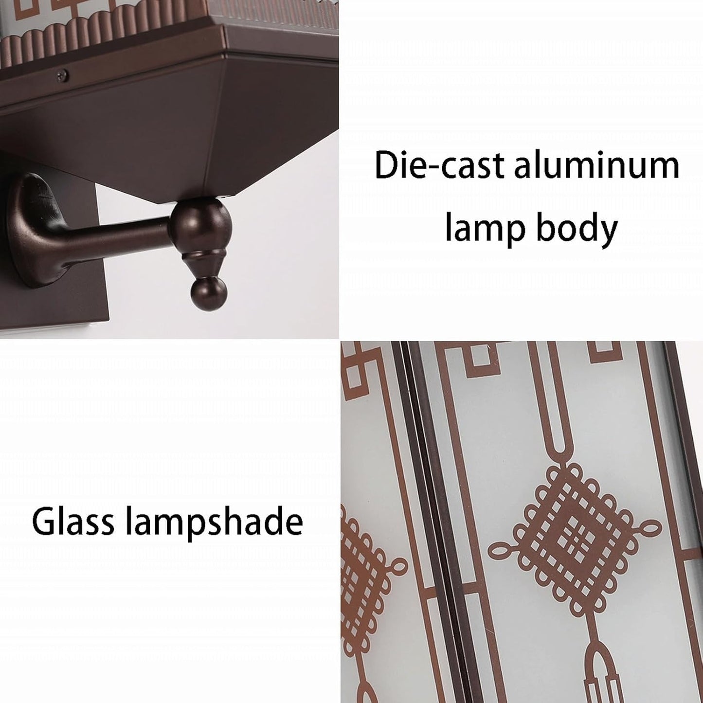 Vintage Solar Outdoor Wall Lantern, Brown Exterior Wall Sconce, Retro Die-Cast Aluminum Mounted Lamp with Glass, Waterproof Dusk to Dawn Decor Light Fixture for Patio Garden Porch Garage