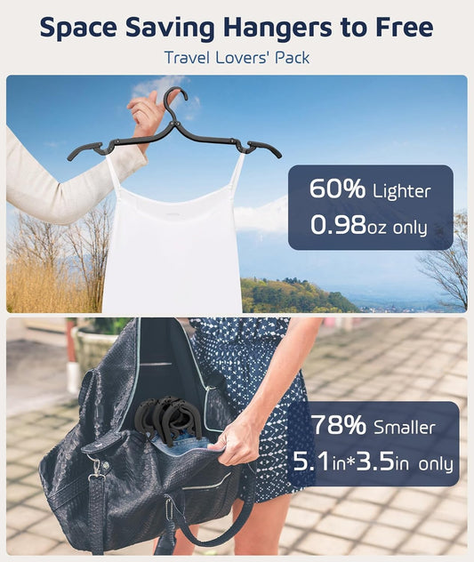 20 Pcs Travel Hangers, Cruise Ship Essentials Foldable Hangers Plastic Travel Essentials, Portable Cruises Must Haves 2026 for Suitcase, RV Camping Airplane Europe Vacation Essential, Black