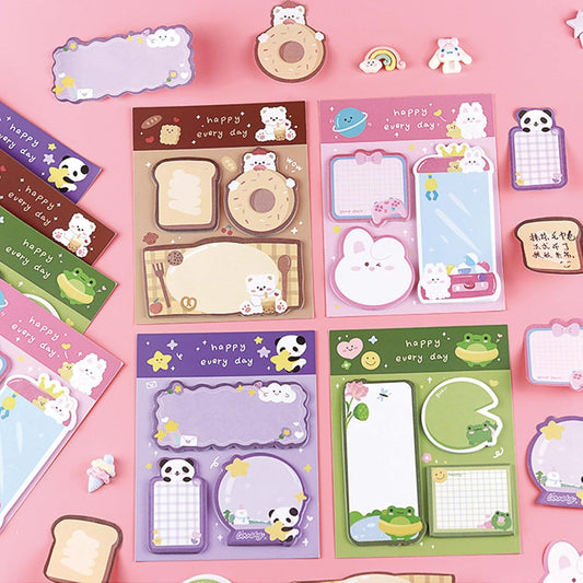 4 Pack Cute Sticky Notes Cartoon Animal Sticky Memo Pads Kawaii Small