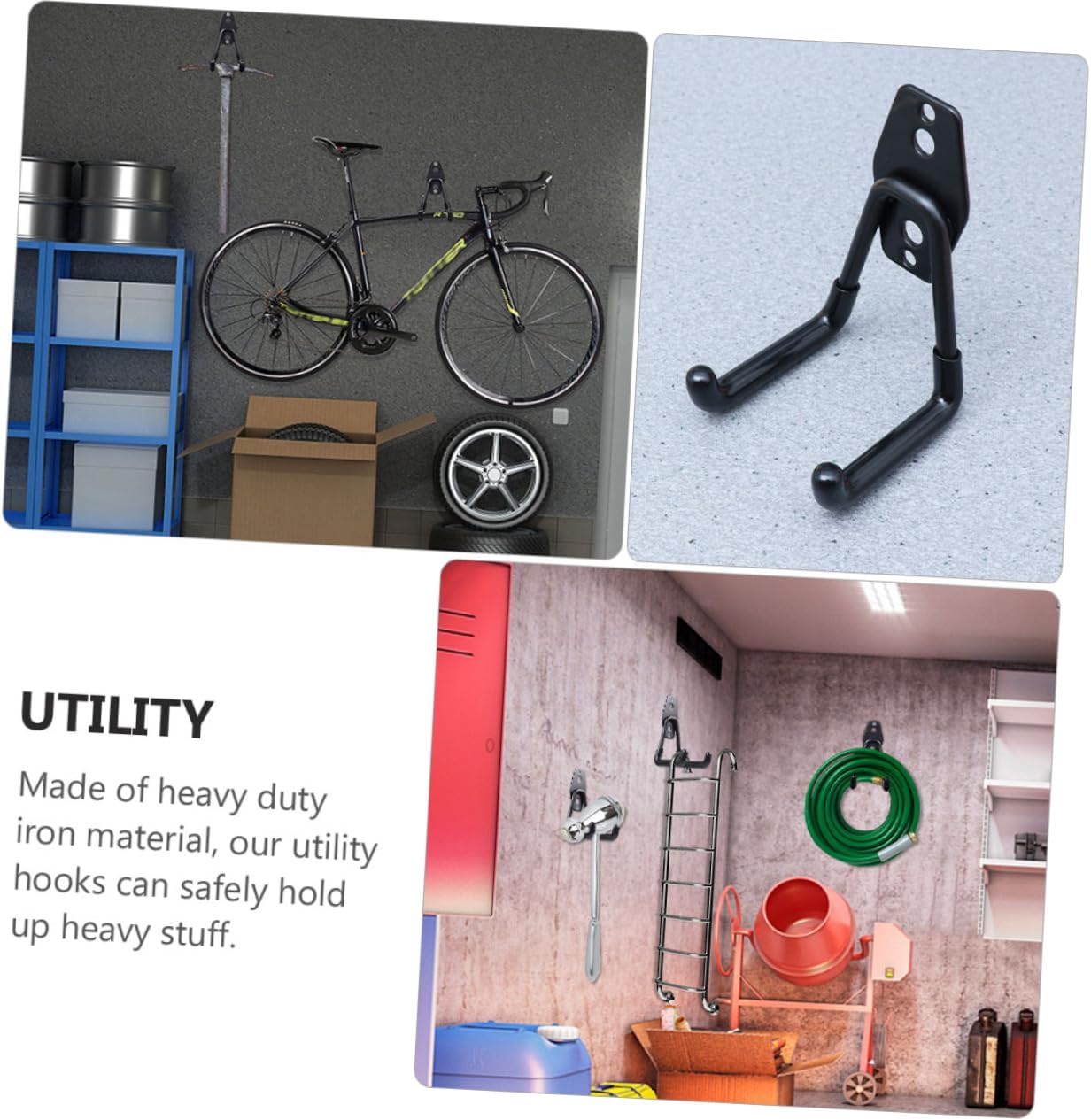 jojofuny Wall Hook 2 Pieces Metal Storage Hooks for Garage Utility and Garden Tools