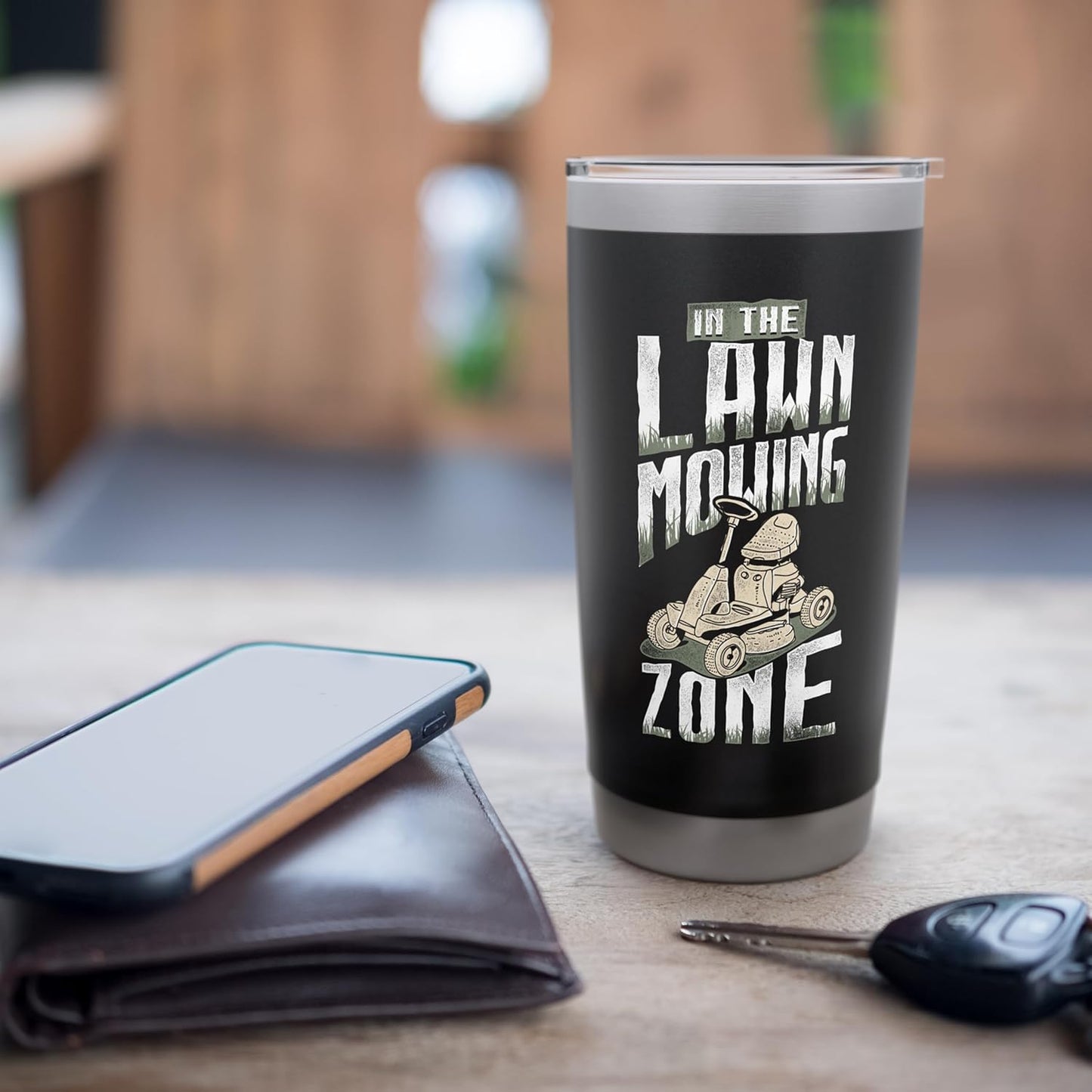 In The Lawn Mowing Zone Grass Cutting Landscaping Gardener Stainless Steel Insulated Tumbler