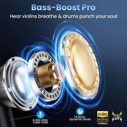 Wireless Earbuds, Bluetooth Headphones with Deep Bass Stereo, 48H Play