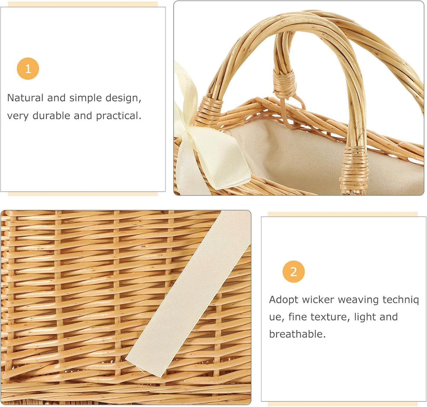 PRETYZOOM Woven Flower Basket 9x6 Inches Portable Flower Holder Straw