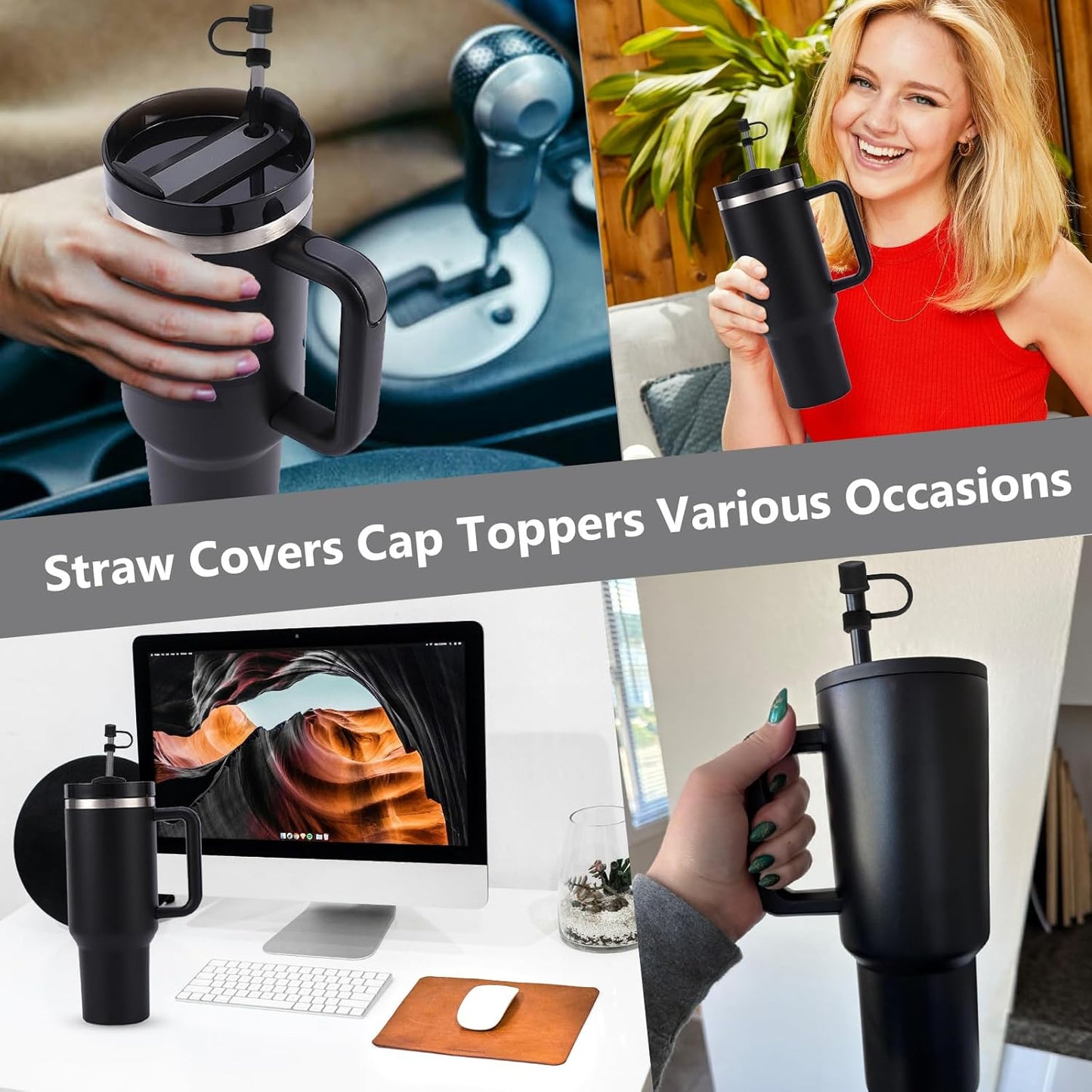 6PCS Silicone Straw Covers Cap Compatible with Stanley Cup 30-40 oz Tu