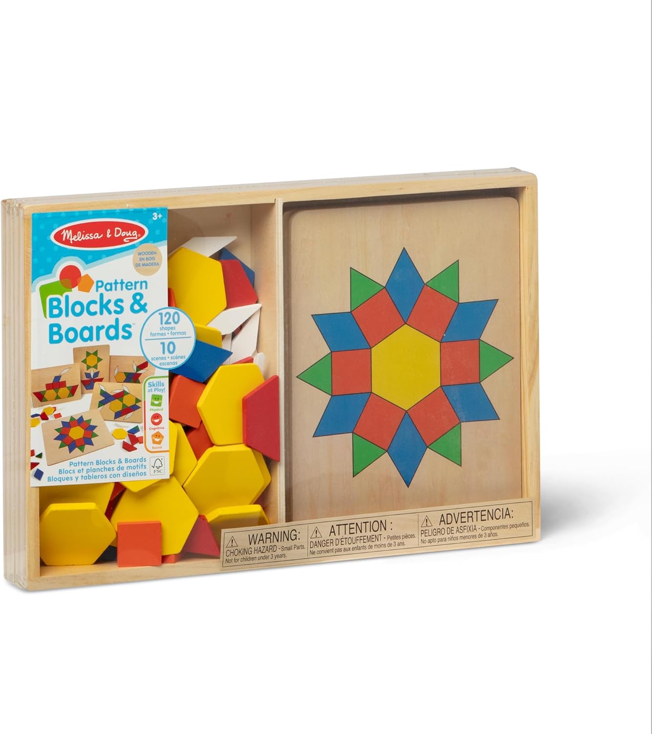 Melissa & Doug Pattern Blocks and Boards with 120 Multi-Colored Wooden