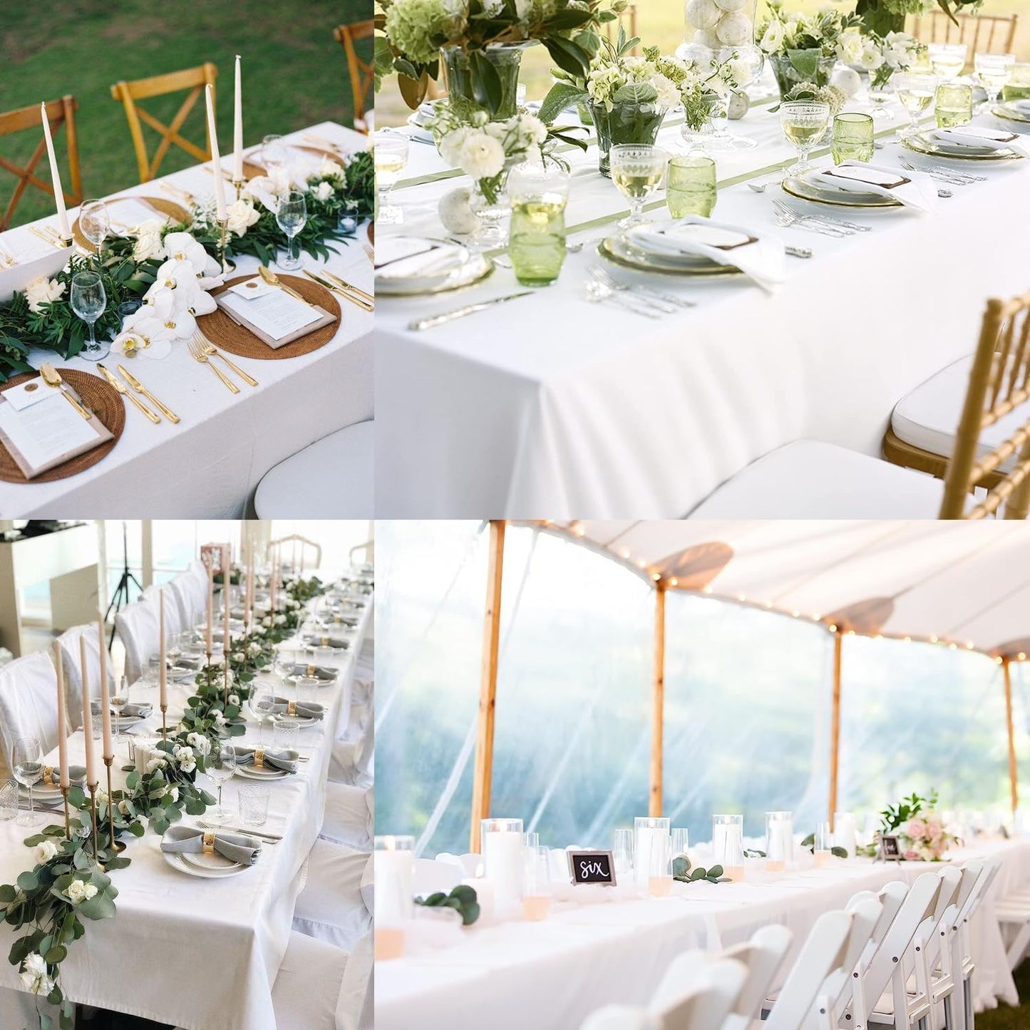10 Pack White Table Cloth Rectangle Table 60 x 102 Inch Tablecloths fo
