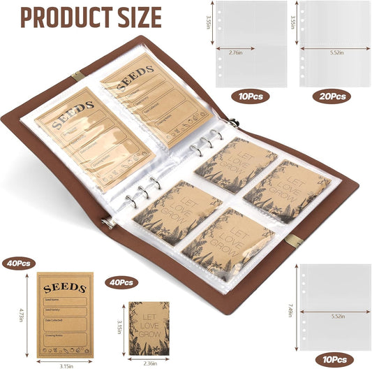 Seed Storage Organizer, Seed Packet Organizer Binder with 80Pcs Garden