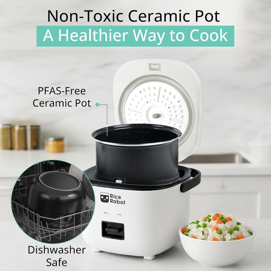 Rice Robot Personal Rice Cooker, PFAS-free, Nonstick. 1 Quart Capacity