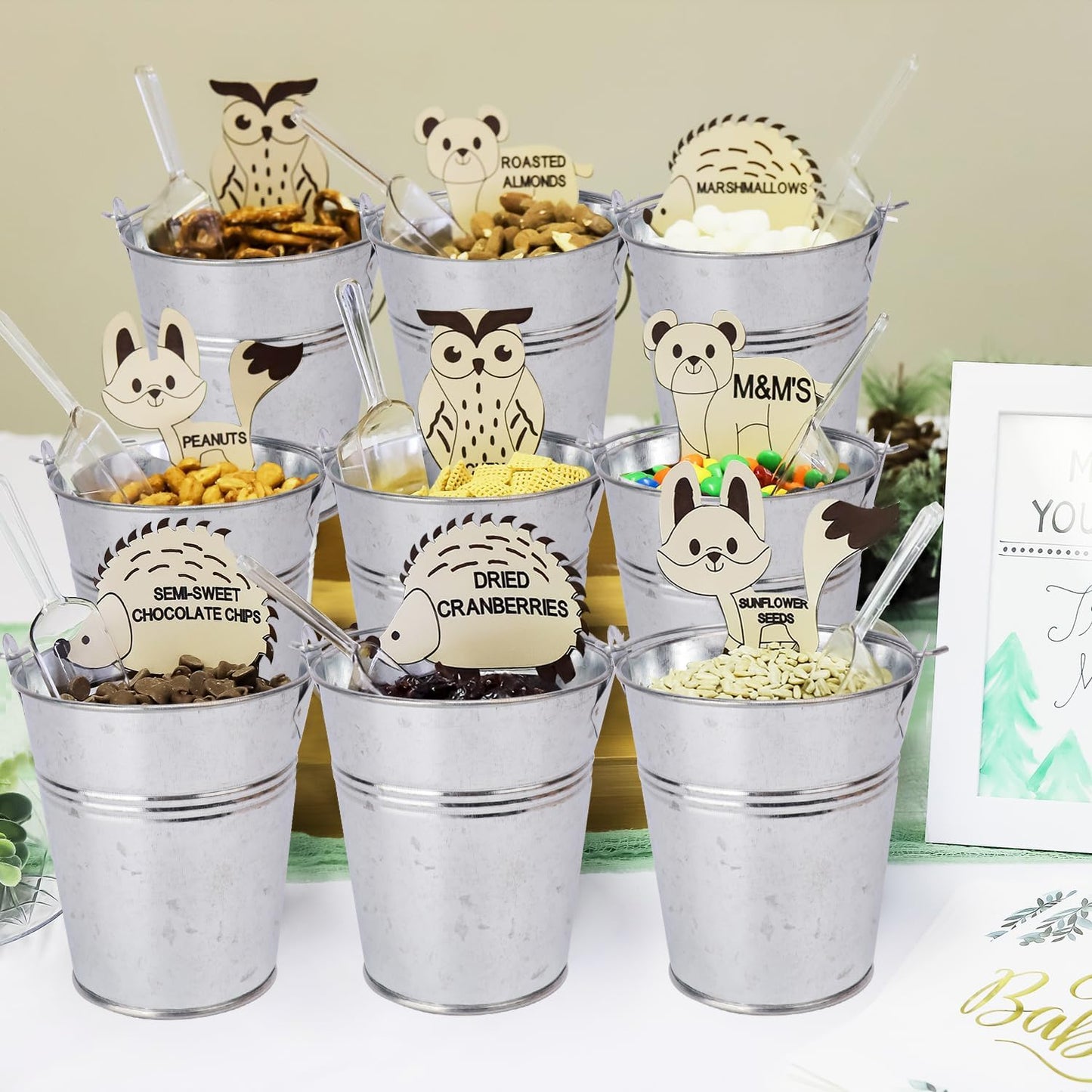 18 Pack 4" Mini Metal Bucket, Elegant Galvanized Buckets with Handles, Tin Buckets, Small Iron Bucket, Mini Metal Pail for Party Favors, Crafts, Garden & Beach