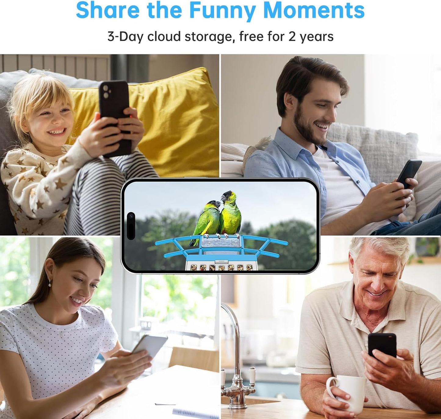 SMONET Bird Feeder with Camera B300: Smart Birdhouse Camera AI Recognition Solar Powered,Outdoor Wireless WiFi Birdfeeder Watching Live Video,Funny Birthday Gifts for Mom Mother Grandma Daughter