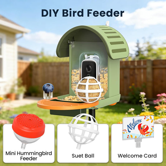 DIY Bird Feeder Add-Ons for Bird Feeder Camera, Including Suet Ball, Mini Hummingbird Feeder, Welcome Card, Must-Have Bird Feeder Accessories to Attract More Birds, Ideal Gift for Bird Lover