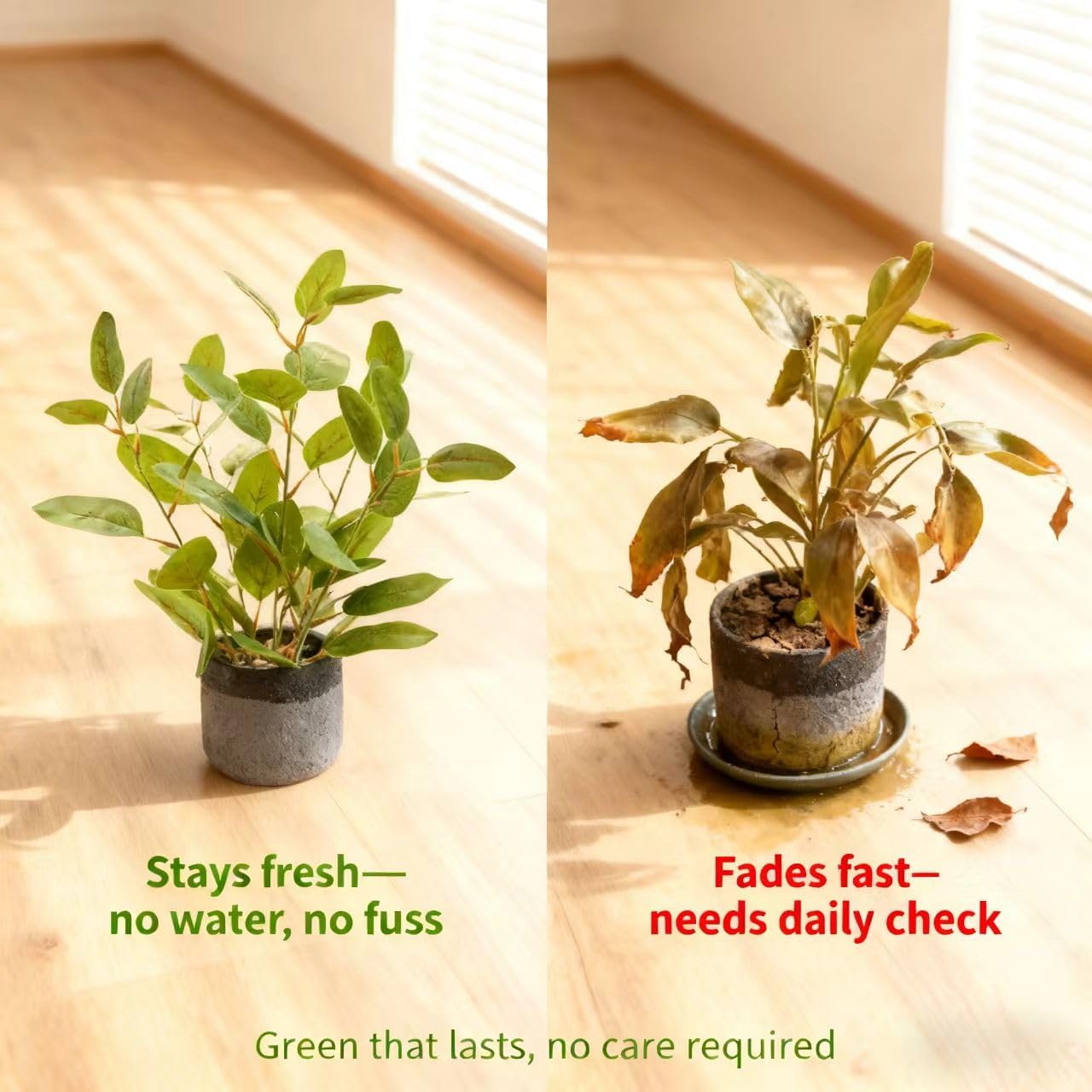Fake Ficus Plants 14.5 Inches Tall Artificial Ficus Indoor Plants with Green Lifelike Leaves in Black Gray Pot for Home House Outdoor Decor Porch Pots Planter Decorations