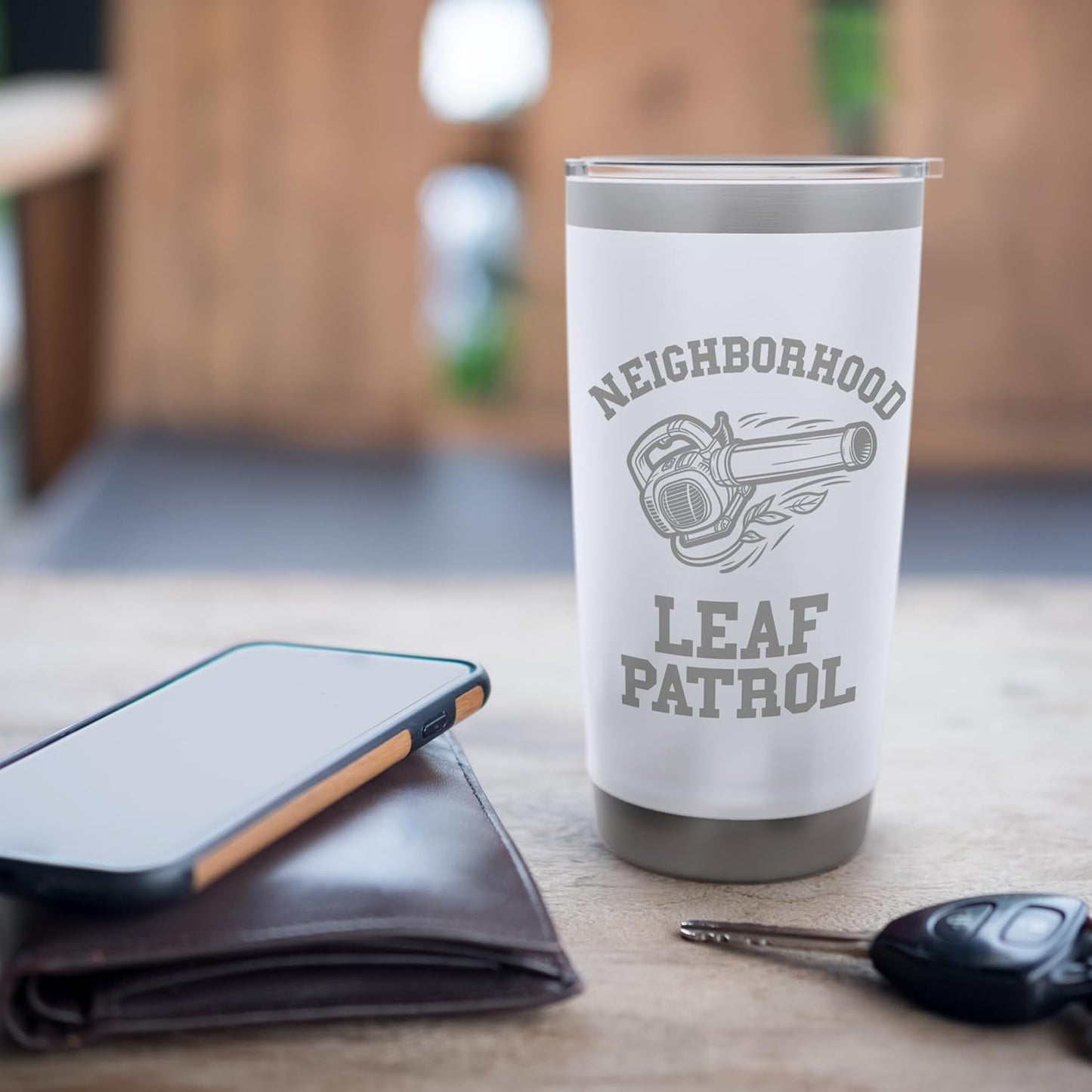 Neighborhood Leaf Blower Mens Funny Lawn Care Yard Leaves Stainless Steel Insulated Tumbler