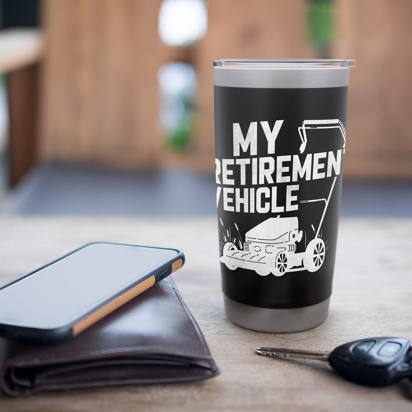 My Retirement Vehicle Funny Lawn Mowing Design Stainless Steel Insulated Tumbler