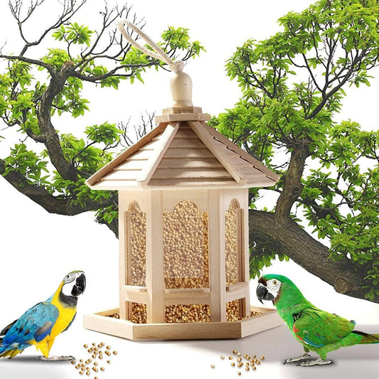Bird Feeder Hanging for Garden Yard Decoration Shaped with Roof Attract Birds Hang Pet Seeds Holder Bird House