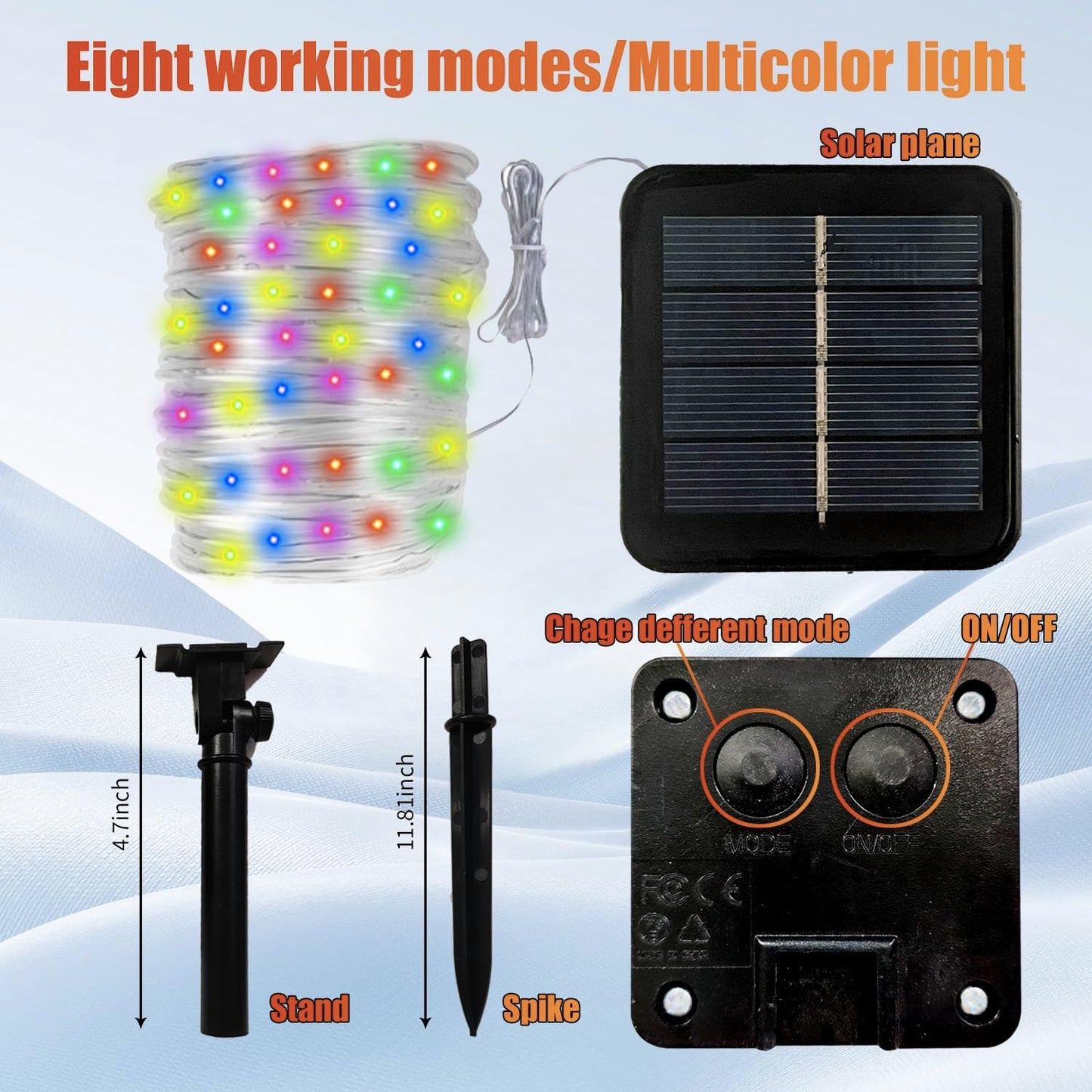 (Multicolor Fairy Light Solar Outdoor 33Ft 100 LED Rope Lights for Outside 8 Modes Solar Rope Lights Outdoor Waterproof for Patio Fence Party Garden Yard Home Holiday Tree Decoration.
