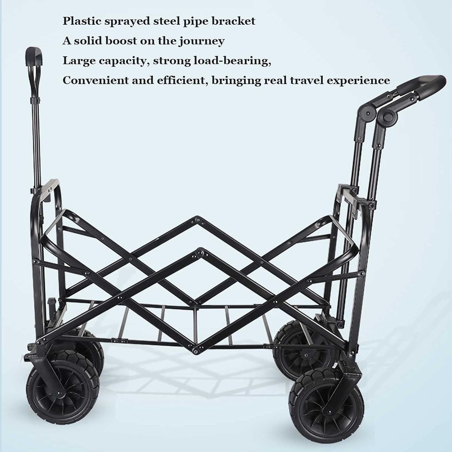 Push-Pull Foldable Garden Cart Portable and l Outdoor Wagon for Kids Heavy Campsite Shopping Carts for Groceries Suitable Forpicnic Beach Camping (Yellow)