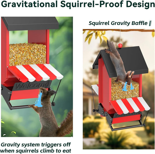 Squirrel Proof Bird Feeders,ScinDa Bird Feeders for Outdoors Hanging w