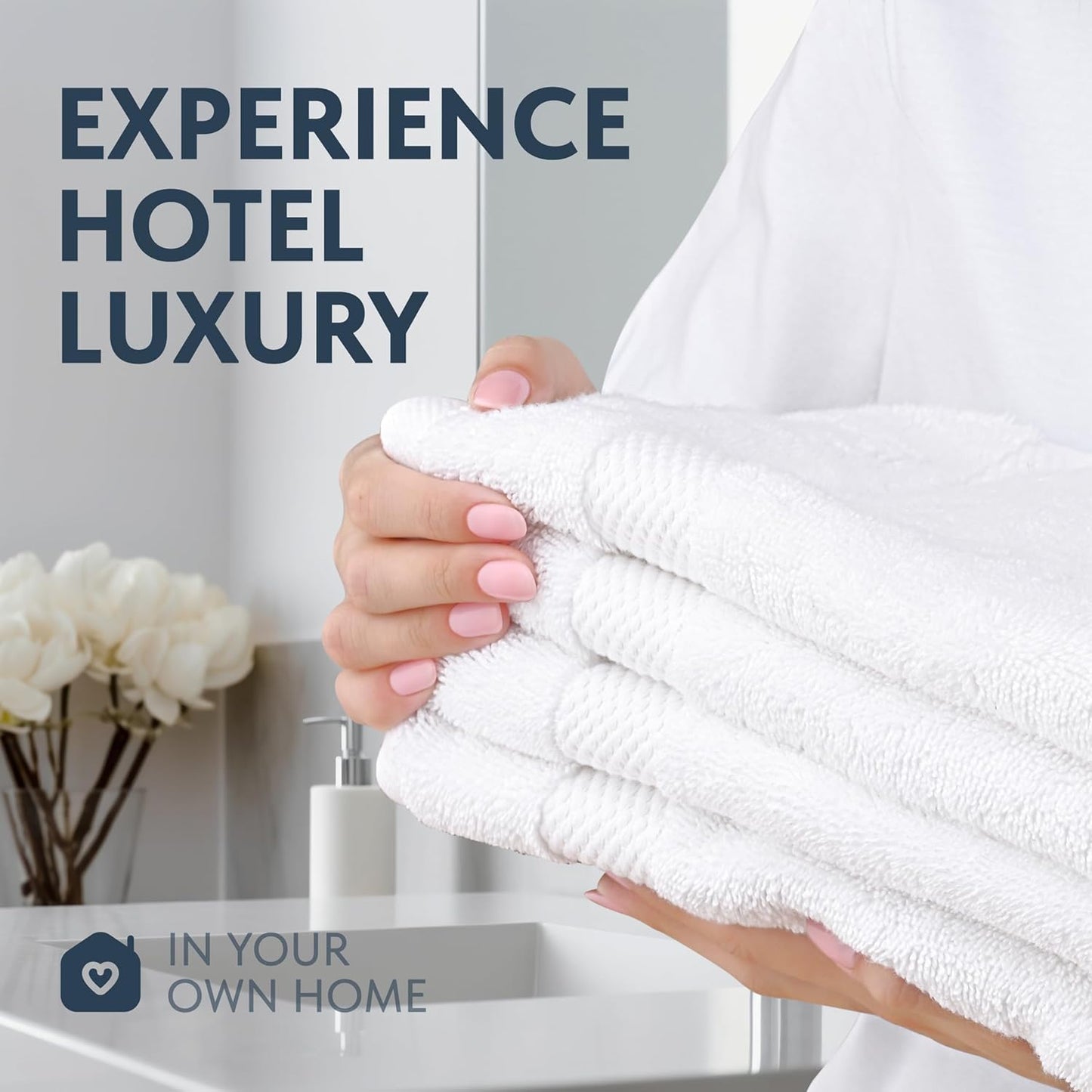 Luxury White Hand Towels - Soft 100% Turkish Cotton | Highly Absorbent