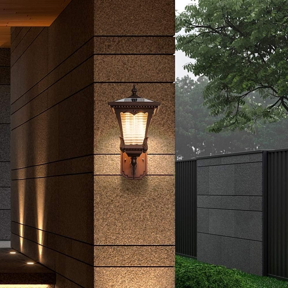Kitchen Faucet Mount Lamp, Brown Solar Outdoor Waterproof Glass Lamps European Retro Industrial Aluminum Lights Door Villa Street Garden Community Lighting Wall Chandeli