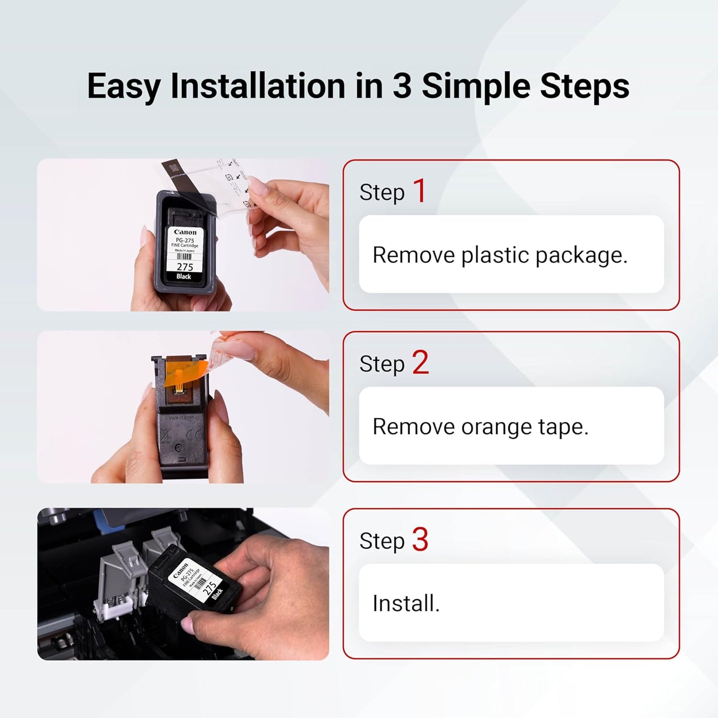 Canon PG-275 Genuine Black Ink Cartridge, Compatible with TS3520/3522,
