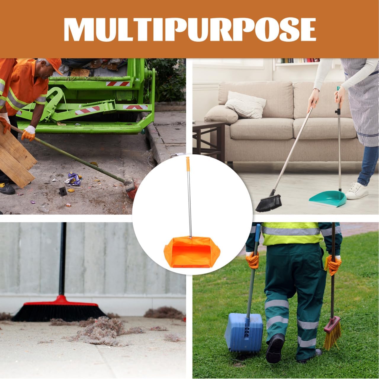Windproof Garbage Bag with Dustpan and Trash Grabber Tool 33.07X20.07X12.20 Inch Outdoor Cleaning Pickup for Garden and Home