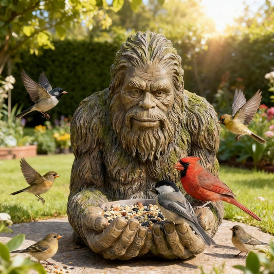 Forest Guardian Bird Feeder Sculpture - Waterproof Tree-Mounted Resin Face, Outdoor Garden Yard Art Decor for Backyard Wildlife Attracting Birds