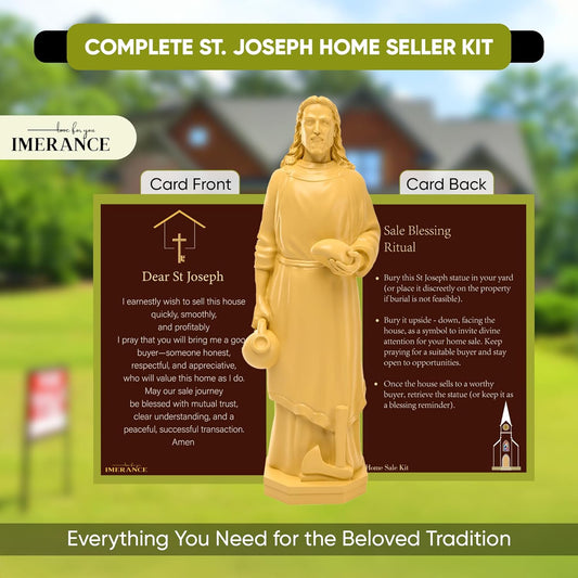 St Joseph Statue for Selling House,Faith-Based St Joseph Statue with House Selling Prayer Card, Ideal for Sell Homes,Religious Activities(Ivory 4Inch 1pcs)