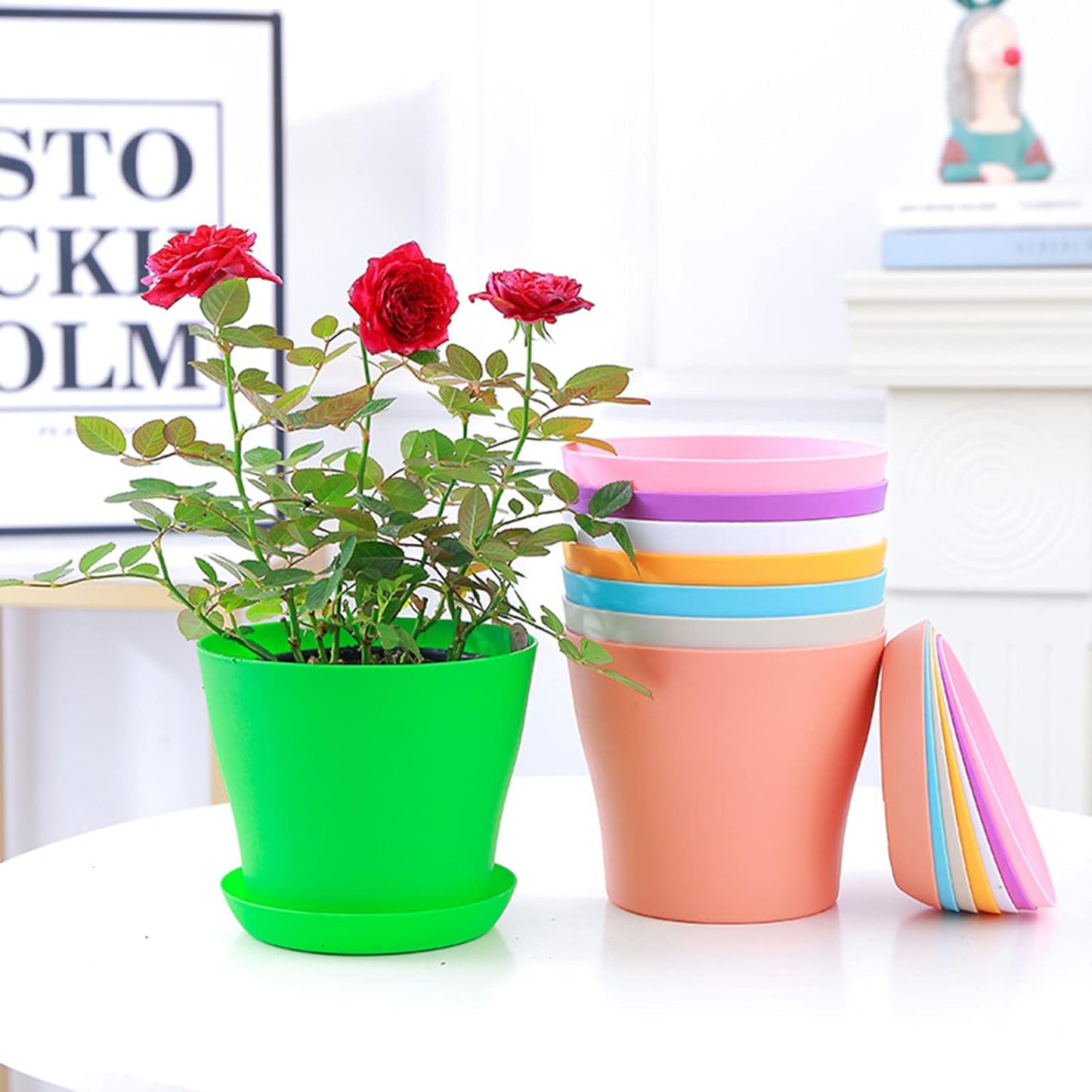 Tergy 50 Pack 4 Inch Plant Pots Bulk Small Plastic Planters Pots with