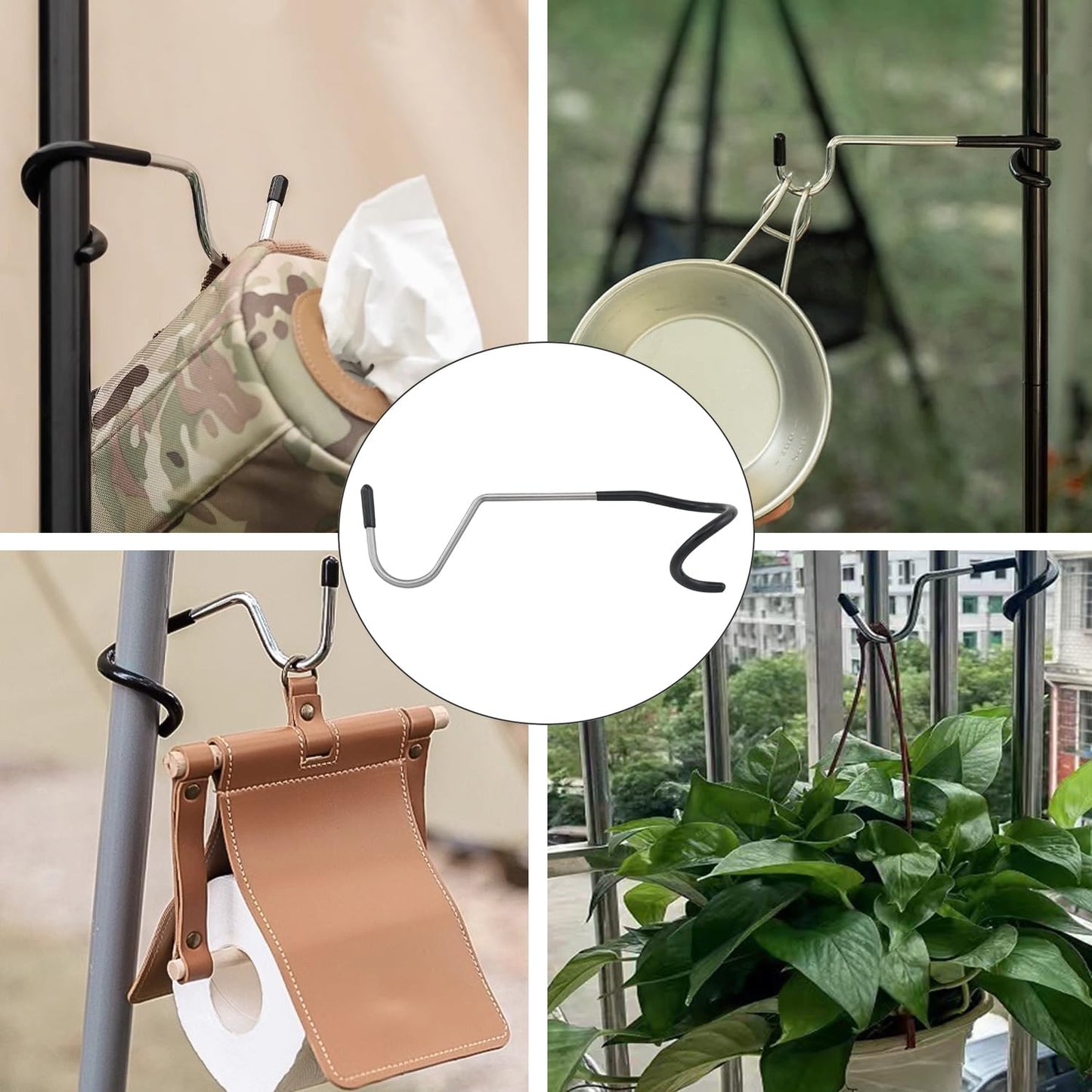 6PCS Stainless Steel Anti Slip Hooks 5x1.4x1.2 inches Outdoor Stand An