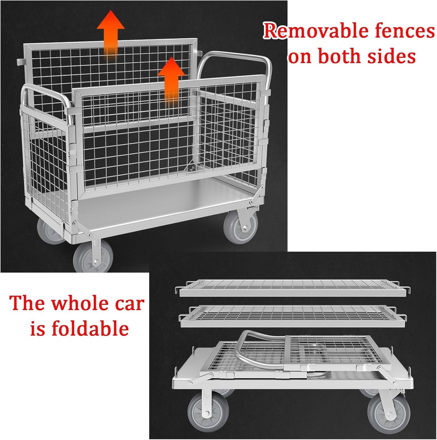 Collapsible Wagon Cart with Wheels Foldable Folding Wagons Carts Silen