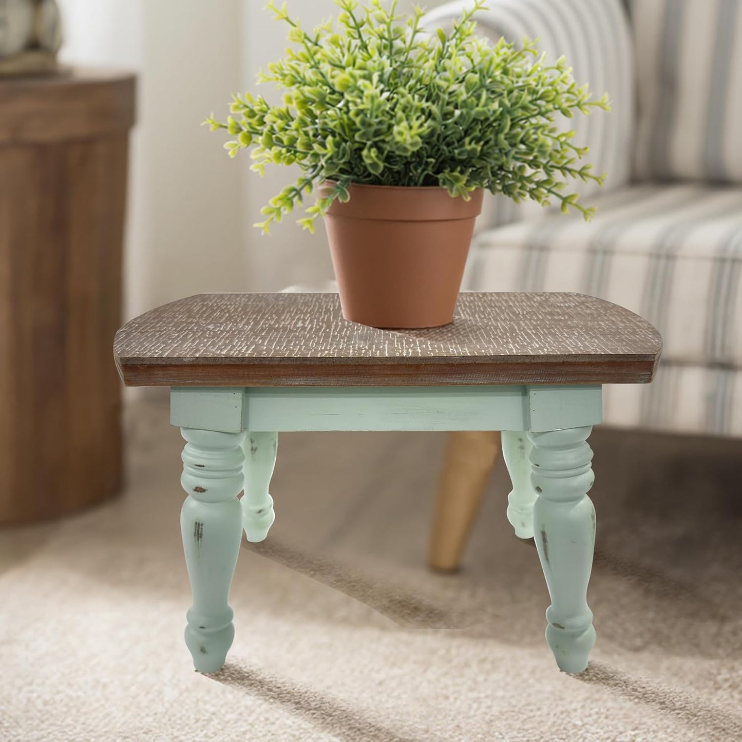 Farmhouse Wooden Plant Stand - Rustic Solid Wood Design, 300lb Capacit