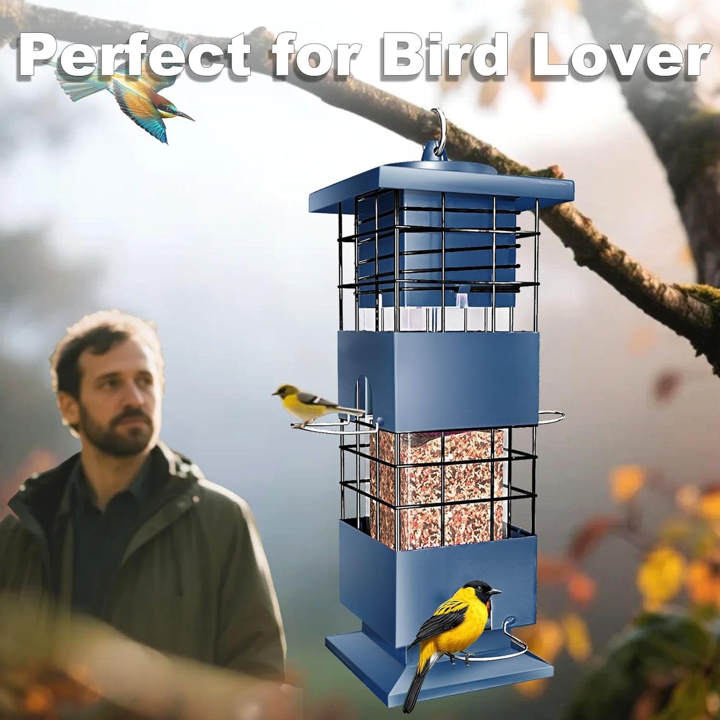 Squirrel Proof Bird Feeder,3Lbs Metal Birdfeeders Squirrel Proof with