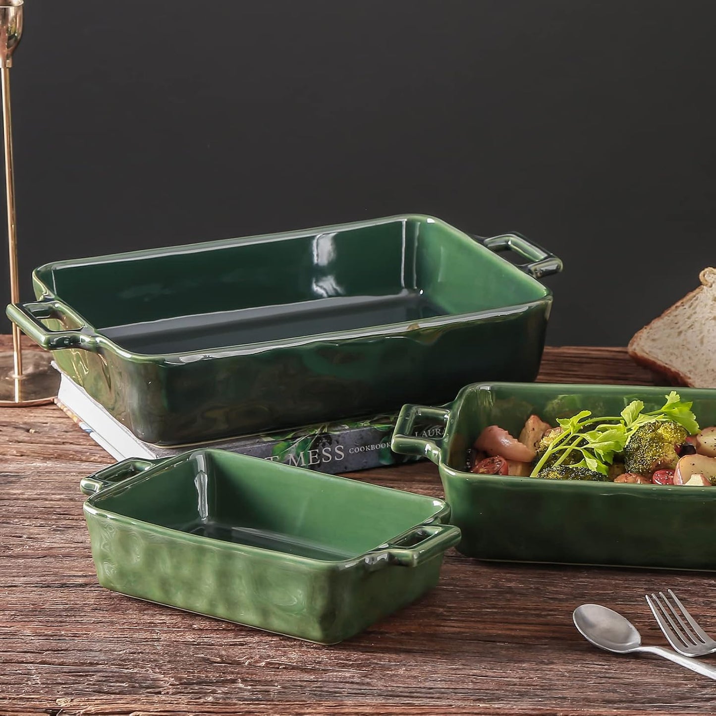 VICRAYS Ceramic Bakeware Set, Porcelain Rectangular Baking Dish, Bakin