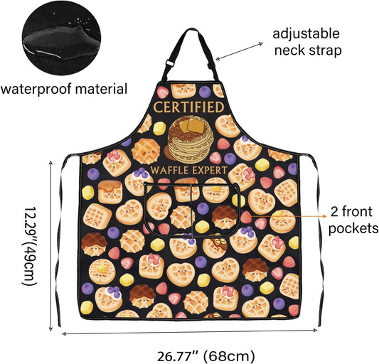 WCGXKO Certified Waffle Expert Kitchen Apron Cooking Waffle Gift Breakfast Foodie Gift for Waffle Lover