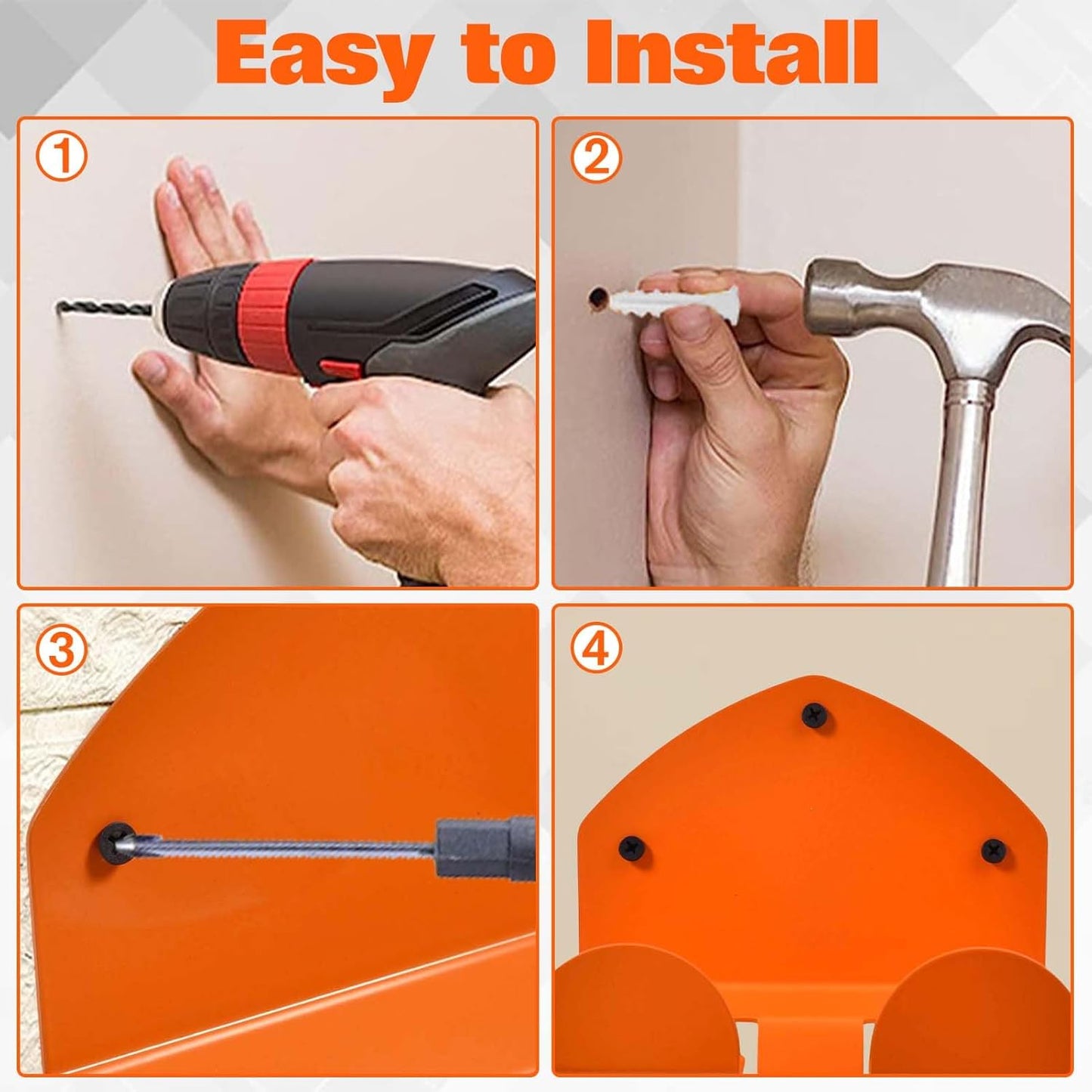 2 Pack Weedeater Hanger Garage Organizer, Heavy Duty Garden Tool Holder Garage Organization Storage Rack Weed Wacker Hooks Weed Eater Hanger for Grass Trimmer, Hedge Trimmer