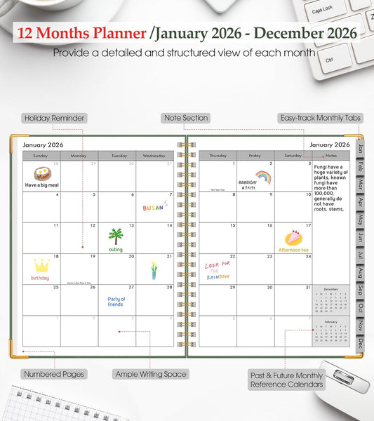 2026 Planner, Weekly and Monthly Calendar Planner from January 2026 -